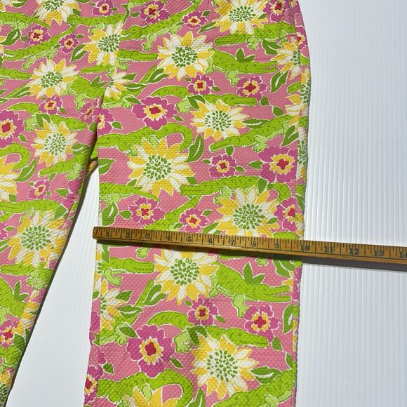 Lilly Pulitzer Vintage Captis Pants Size 12 Alligator Floral Print Textured Bows - Picture 10 of 11